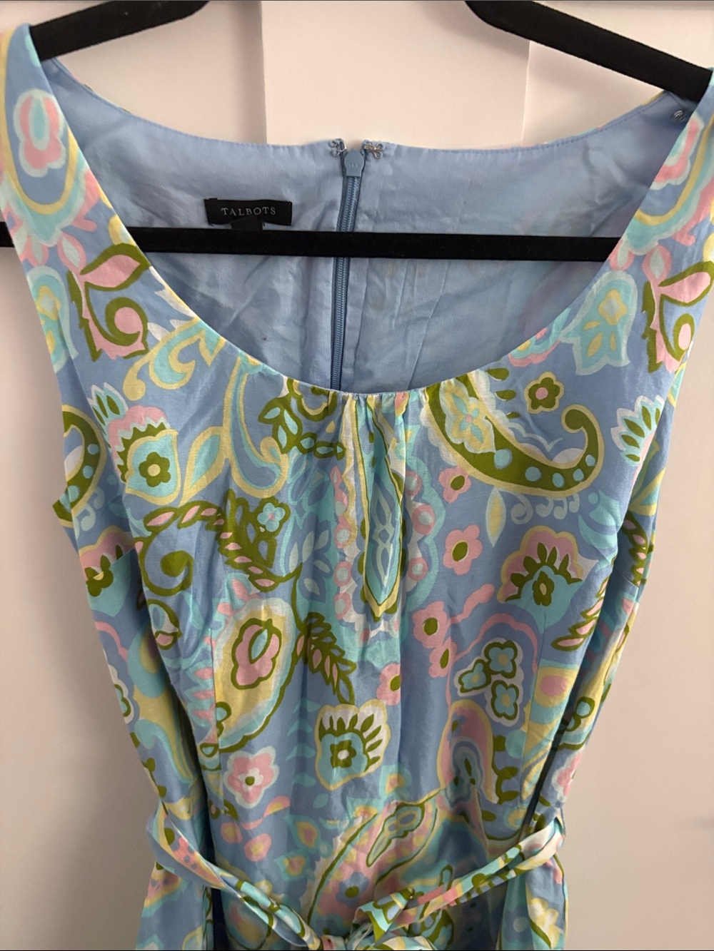 Talbots Blue Paisley Sleeveless Maxi Dress with Tie Waist - Picture 2 of 3